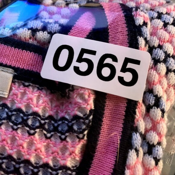 Talbots Cardigan Sweater Womens M Petite Pink Blue White Button Up Polka Dots - Picture 11 of 11